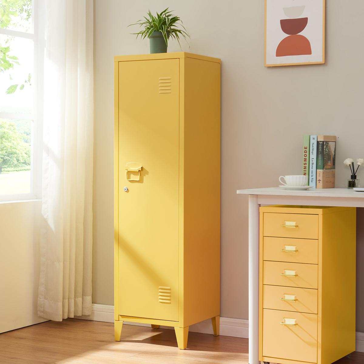 EINZELSPIND Kurikka - Gelb, Metall (38/137/38cm) - [en.casa]