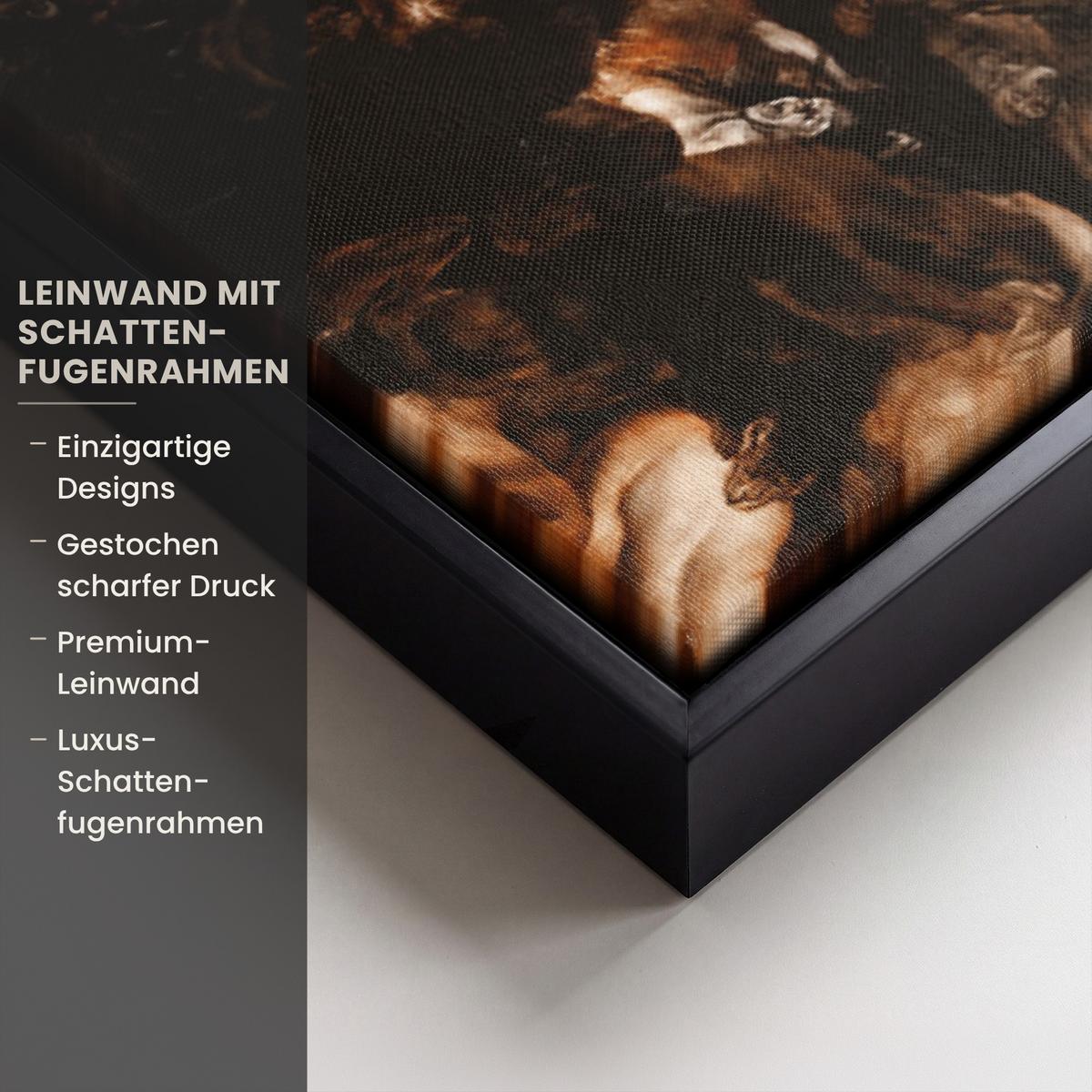 LEINWAND Bilder mit Rahmen - Gold - Lippen - Kunst - Gold - Luxus - Abstrakt - 60x40 - Kupferfarben, Textil (60/40cm) - MuchoWow