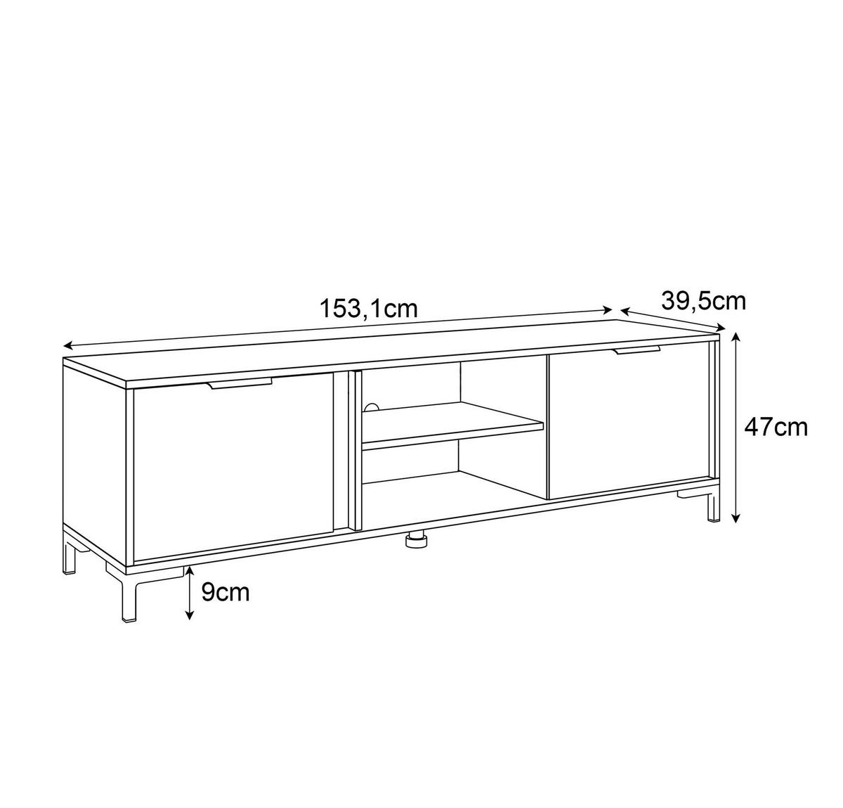 TV Element LARETTO 153 cm anthrazit - Schwarz, Holzwerkstoff (153/47/40cm) - Lookway
