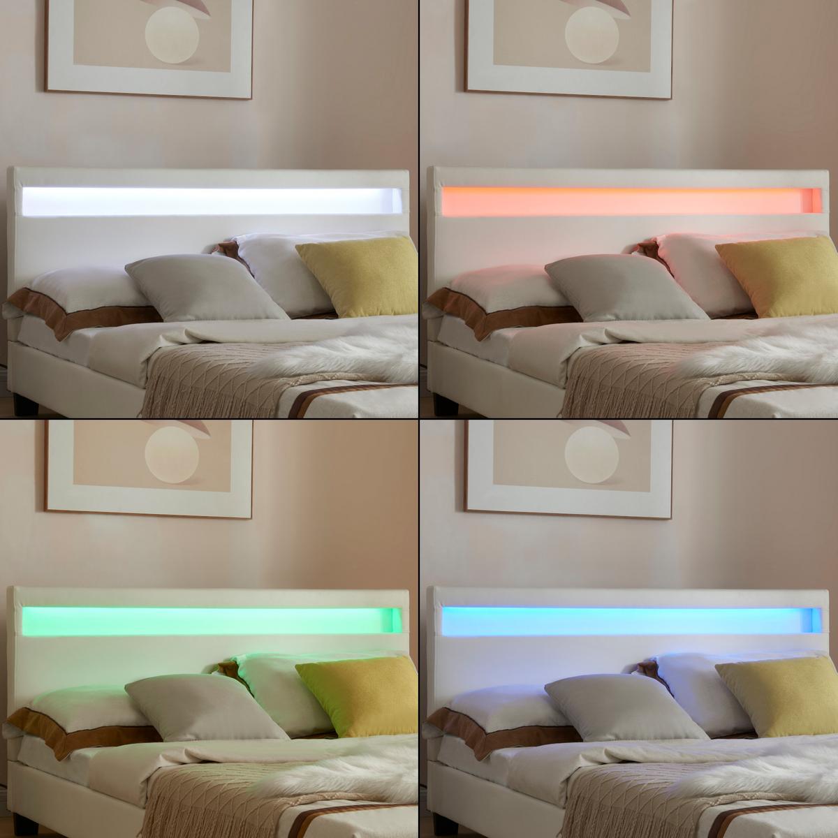 POLSTERBETT Paris mit LED-Beleuchtung - Weiß, Textil (140/200cm) - Corium