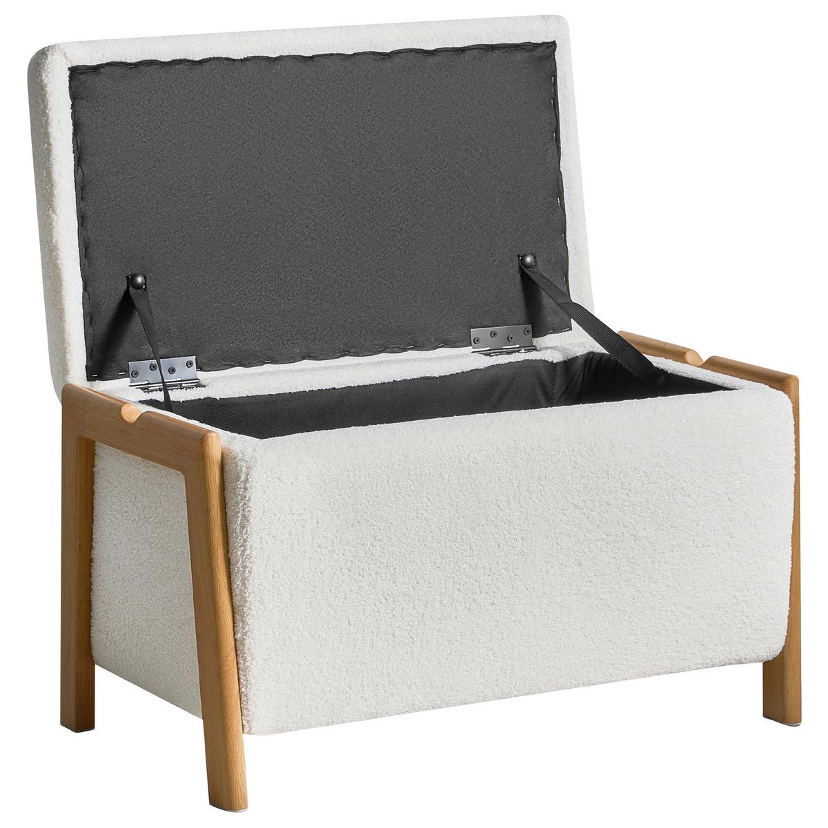 POLSTERBANK mit Stauraum Bouclé Weiß Edland - Weiß/Braun, Textil/Metall (75/44/43cm) - Beliani