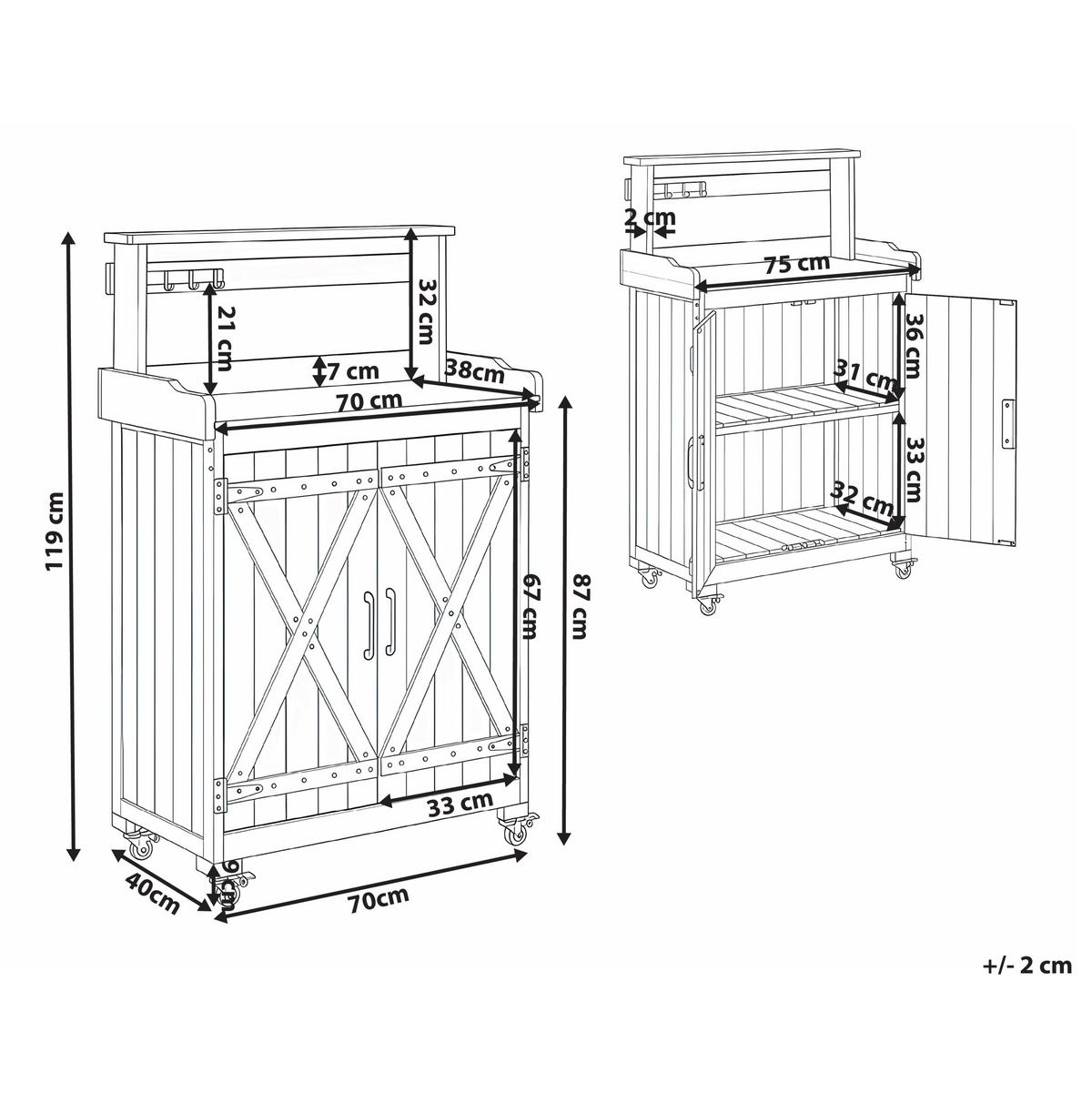 PFLANZTISCH 70/119 cm Tannenholz Braun Altolia - Braun, Holz - Beliani
