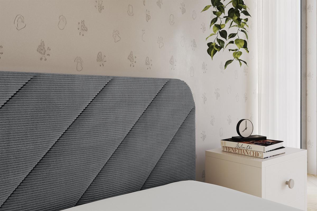 EINZELLBETT Jugendbett mit Bettkasten, Links - FIKY 80x200 Dunkelgrau - Graphitfarben, Holzwerkstoff/Textil (80/200cm) - ALTDECOR