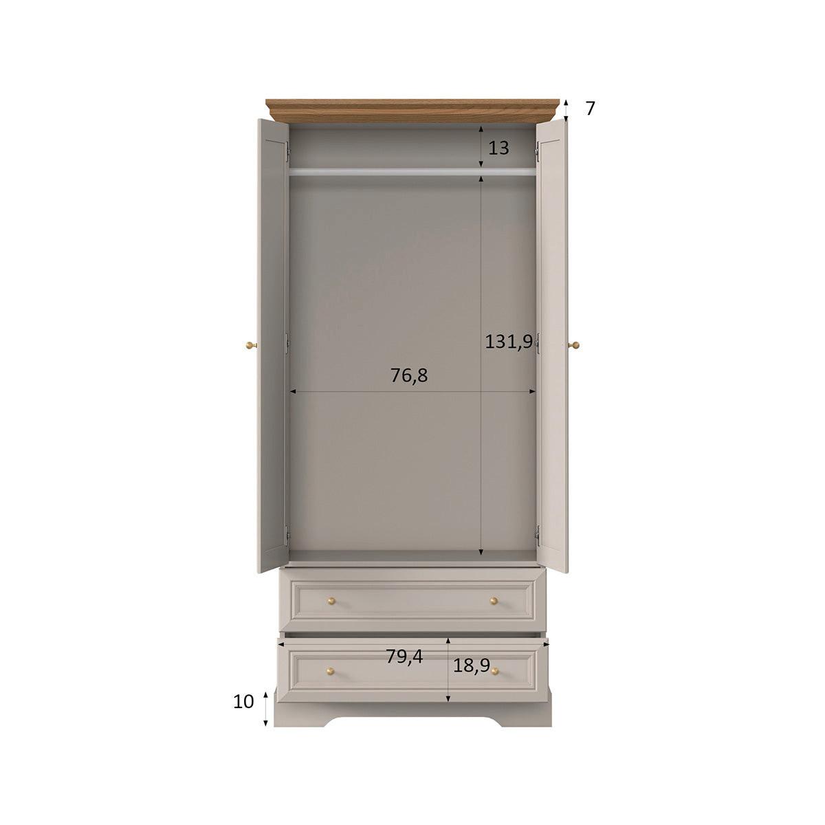 KLEIDERSCHRANK 2 Türen Dulci Kaschmir und Holz - Kaschmir, Holzwerkstoff (88.4/188.8/55.2cm) - Petits-meubles