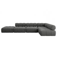 ECKSOFA modulares Sofa Favio-L2 - 380x190x70 cm Dunkelgrau Velours - Dunkelgrau, Holzwerkstoff/Textil (380/190cm) - ALTDECOR