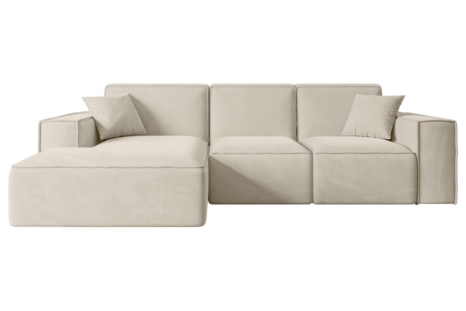 ECKSOFA Ottomane Links SERRA-L - 266x169x80 cm Beige Velours - Beige/Schwarz, Holzwerkstoff/Kunststoff (165/266cm) - ALTDECOR