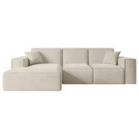 ECKSOFA Ottomane Links SERRA-L - 266x169x80 cm Beige Velours - Beige/Schwarz, Holzwerkstoff/Kunststoff (165/266cm) - ALTDECOR