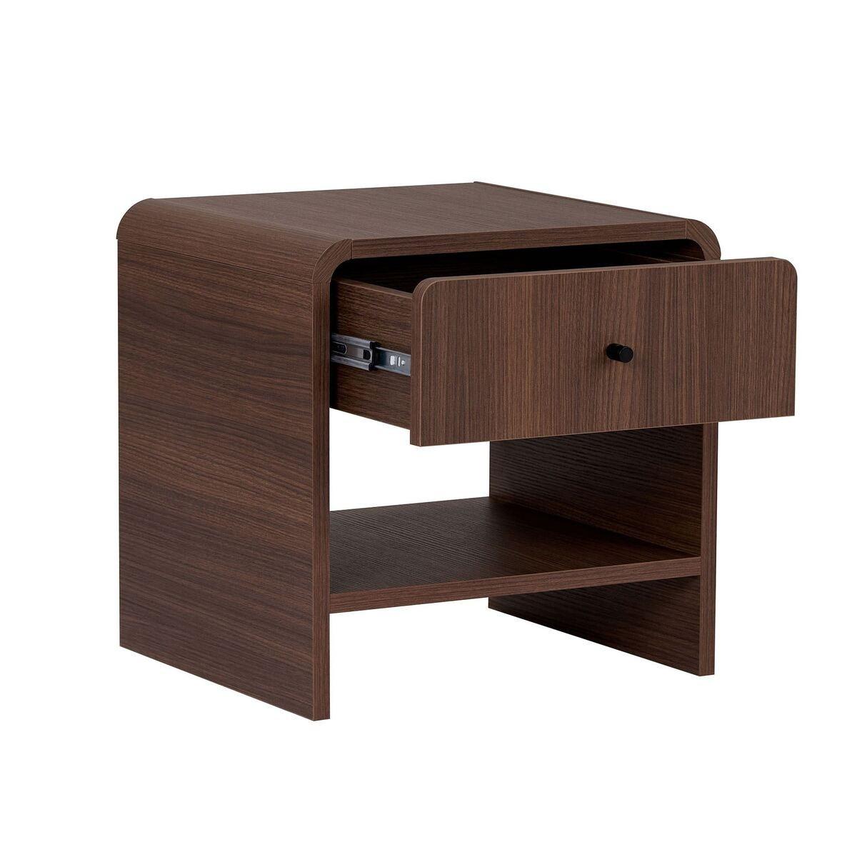 NACHTTISCH mit 1 Schublade und 1 Nische mit abgerundeten Kanten 40/45/45 cm - Naturfarben, Holzwerkstoff (40/45/17cm) - Calicosy