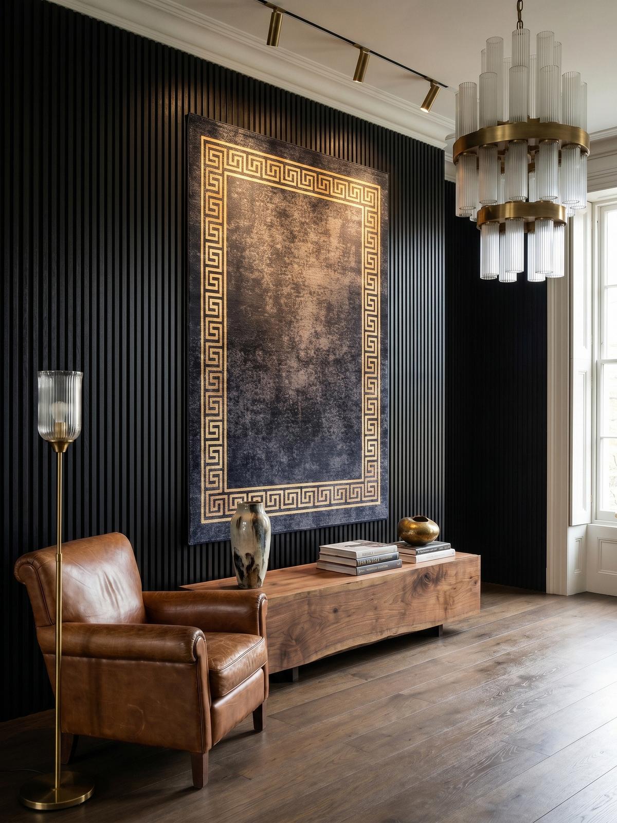 TEPPICH Flachgewebe Waschbar PIZOL in Schwarz, mit Mäander-Muster, 120 x 170 cm - Schwarz, Textil (120/170cm) - KADIMA DESIGN