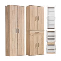 MEHRZWECKSCHRANK SET Der Allzweckwaffe - Silberfarben/Sonoma Eiche, Holzwerkstoff (60/180/34cm) - Mokebo