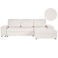 ECKSCHLAFSOFA 3-Sitzer Bouclé Weiß mit Stauraum linksseitig Hrisey - Weiß, Textil (293/161cm) - Beliani