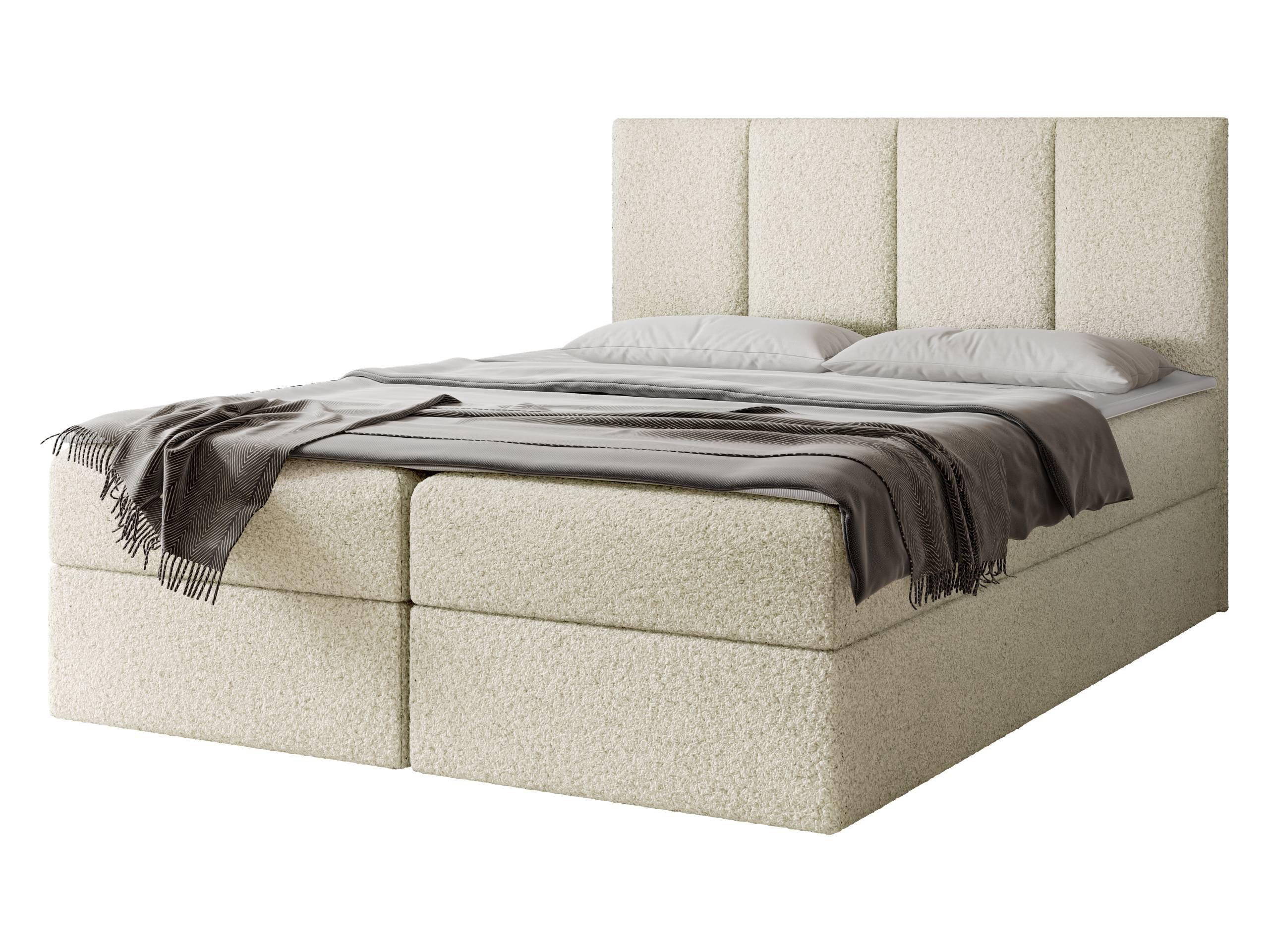 BOXBETT Rebos Boucle - H3 - Creme, Holz/Textil (160/200cm) - MIRJAN24
