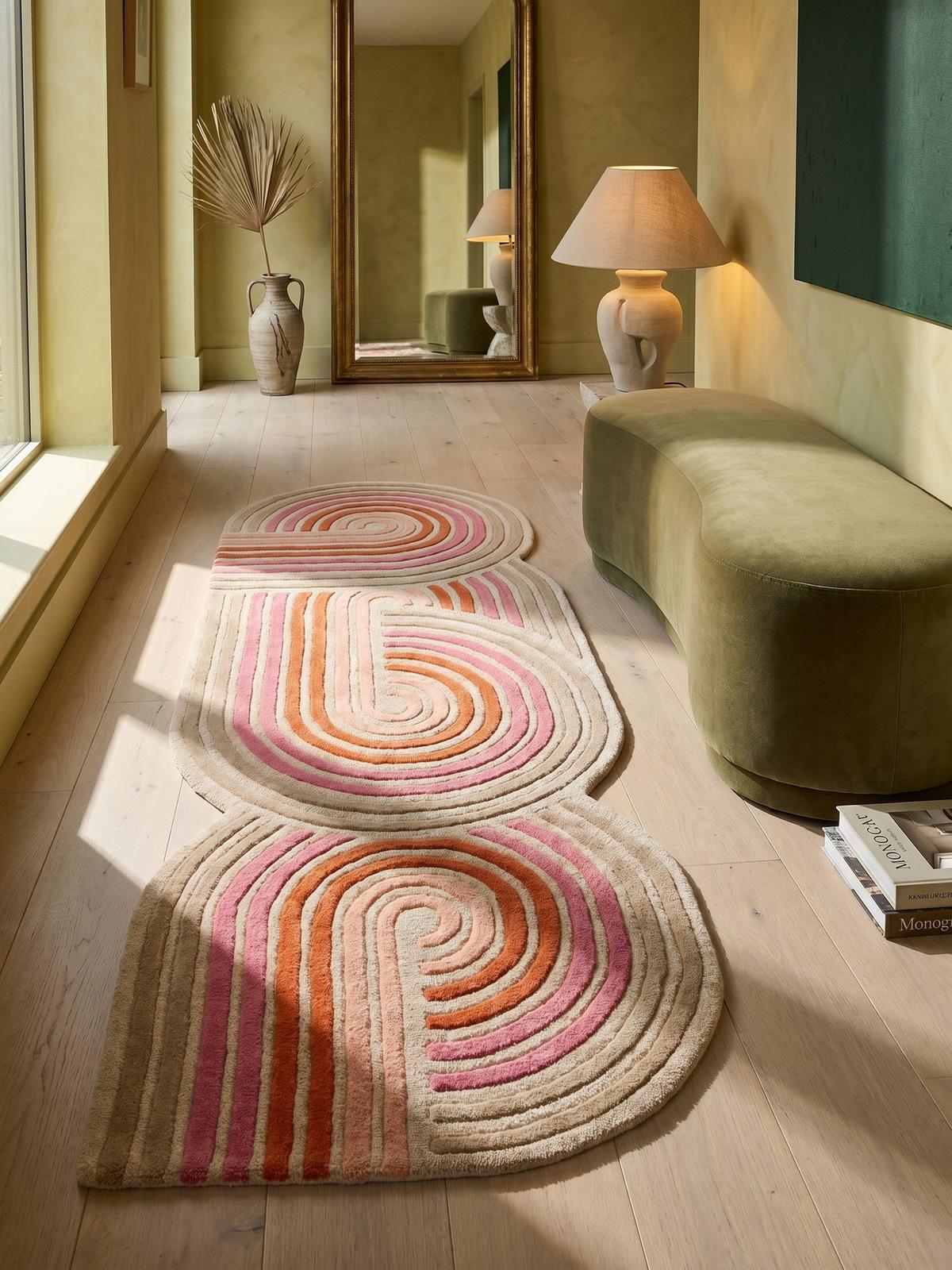 WOLLTEPPICH SOAR, abstrakt, Rosa, 80 x 300 cm - Rosa, Textil (300/80cm) - KADIMA DESIGN