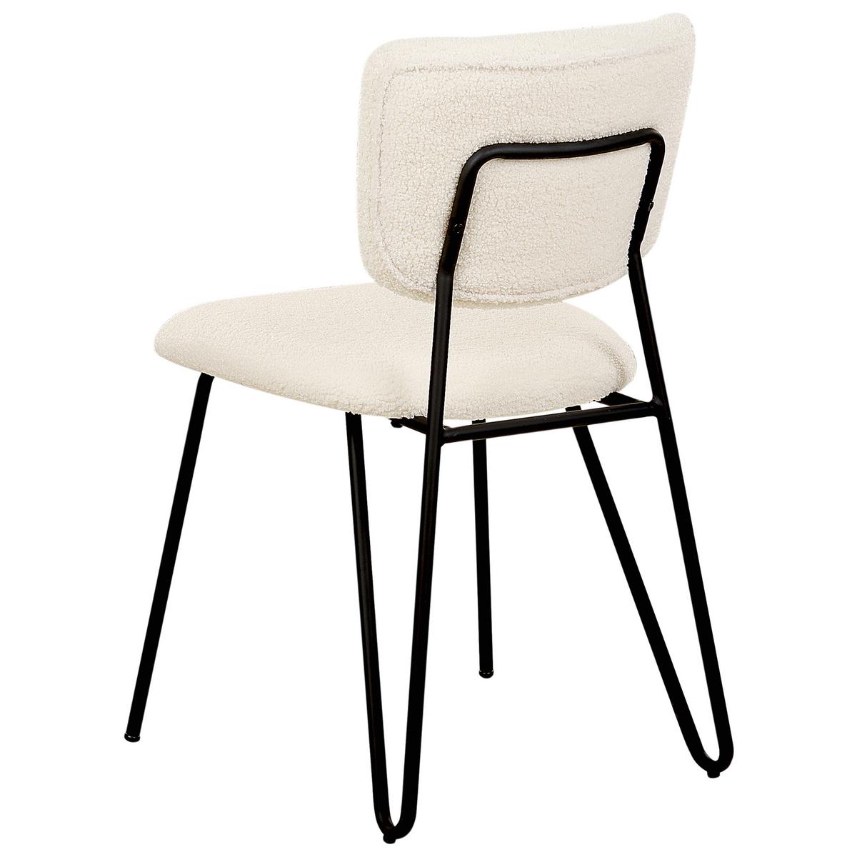 ESSZIMMERSTUHL 2er-Set Bouclé cremeweiß Nelko - Schwarz/Weiß, Textil (50/81/51cm) - Beliani