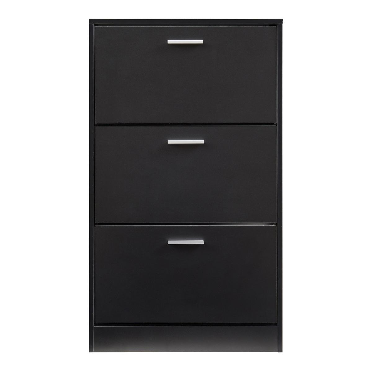 SCHUHSCHRANK Sykkylven - Schwarz, Holzwerkstoff (60/103/24cm) - [en.casa]