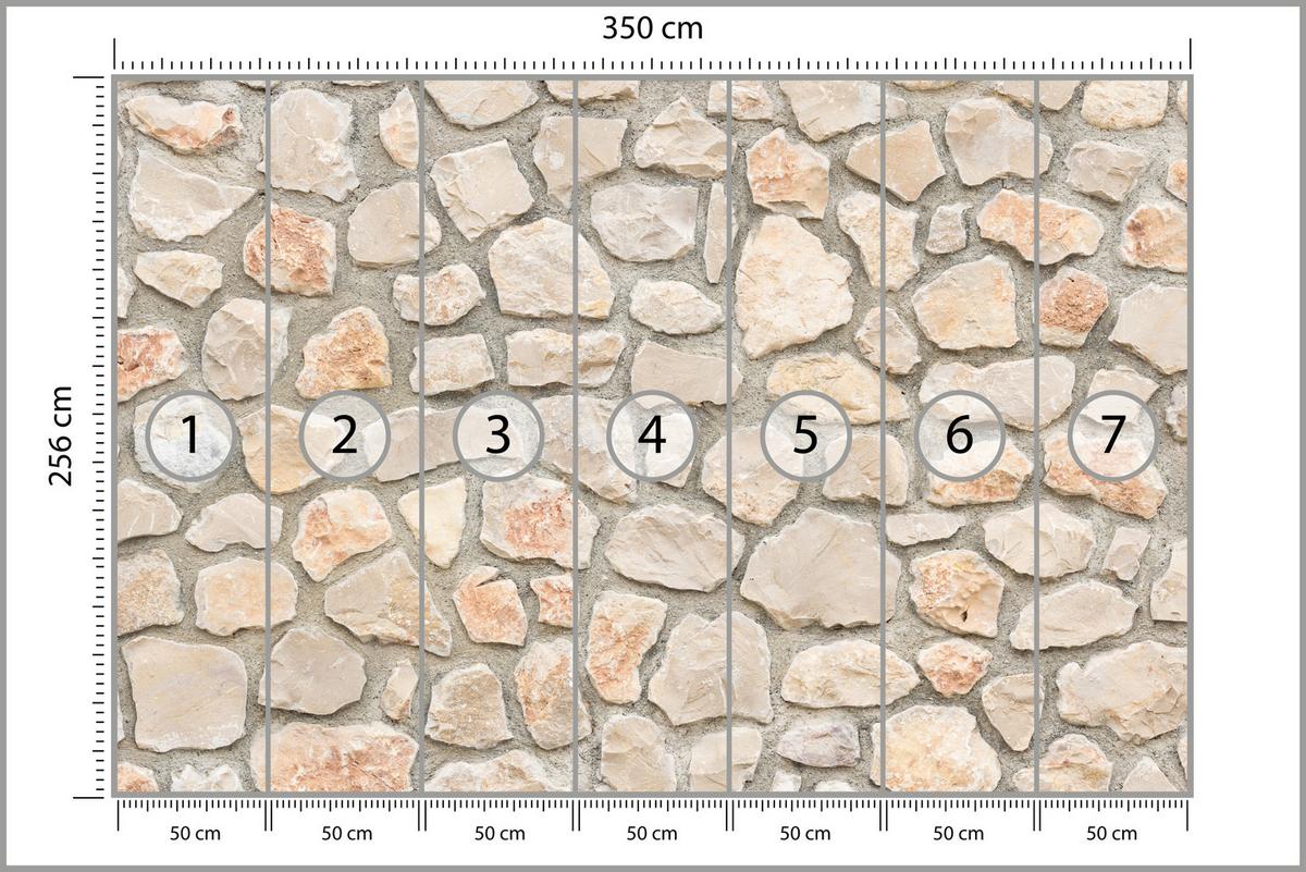 FOTOTAPETE für Wohnzimmer Steinmauer Ziegel Wand Industrial Textur 350x256 - Weiß/Grau, Papier (350/256cm) - Muralo
