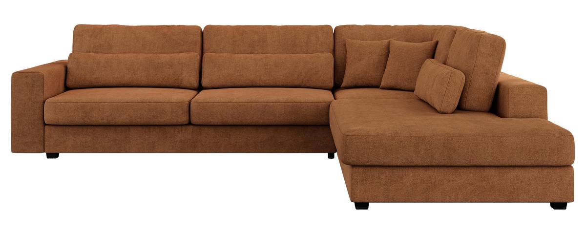 ECKSOFA Savona Orange Strukture - rechts - Schwarz/Orange, Kunststoff/Textil (249/316cm) - MKS