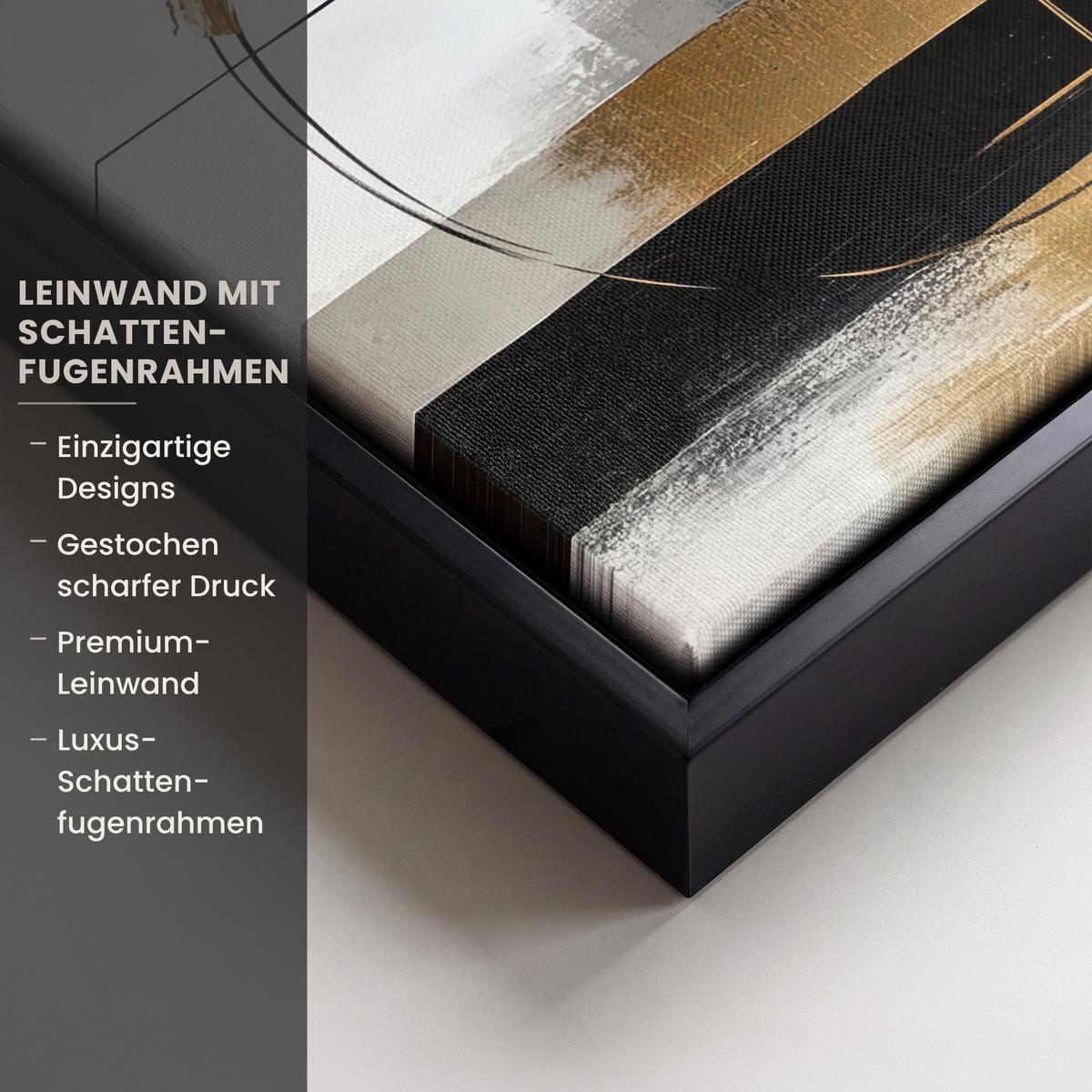 LEINWAND Bilder mit Rahmen - Abstrakt - Gold - Silber - Formen - Ästhetik - 30x20 - Multicolor, Textil (30/20cm) - MuchoWow