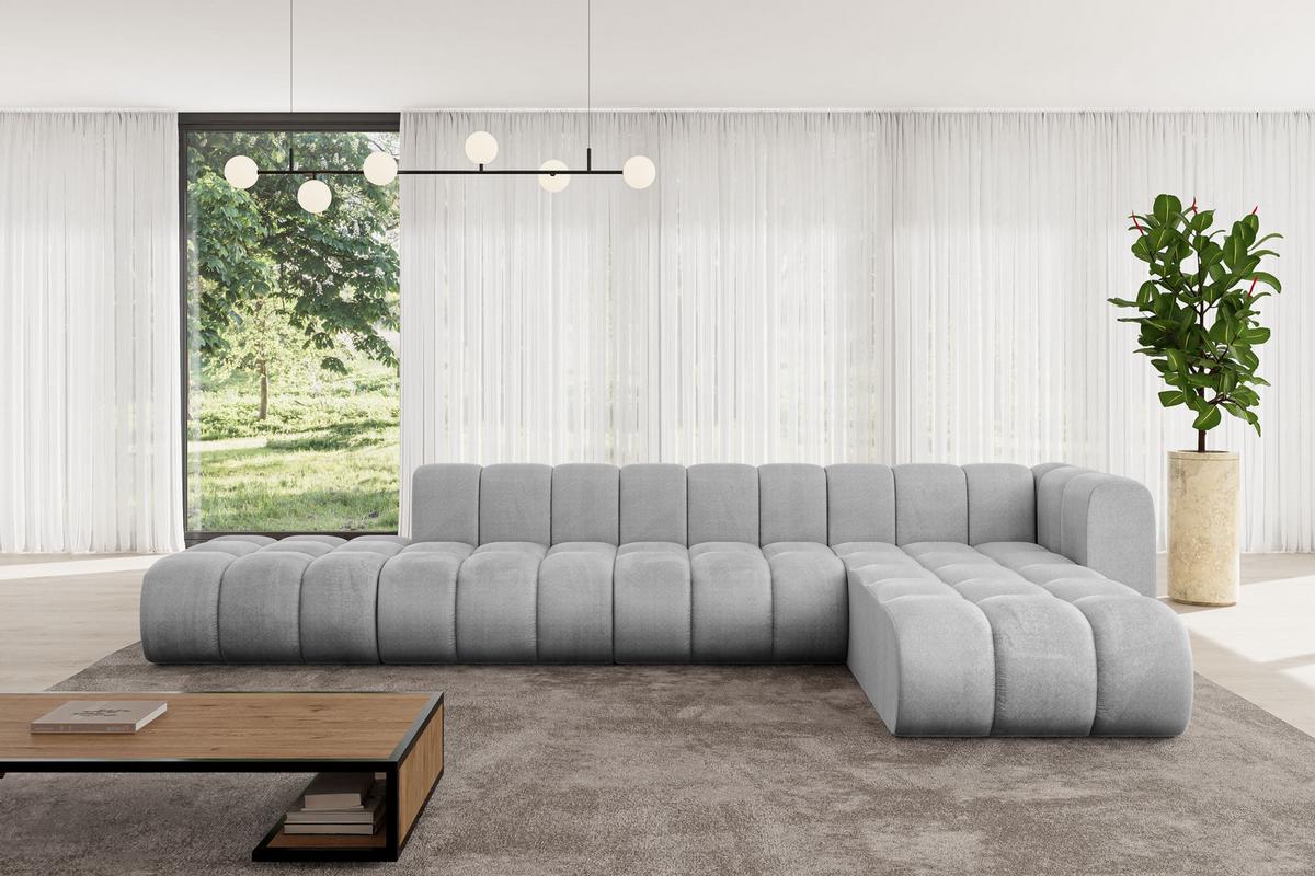 ECKSOFA modulares Sofa Zuvon-L2 - 387x177x70 cm Grau - Hellgrau, Holzwerkstoff/Textil (387/177cm) - ALTDECOR