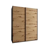 SCHWEBETÜRENSCHRANK 245,5/200/64 2-türig - Schwarz/Eiche Artisan, Holz/Metall (200/245/64cm) - Abiks Möbel