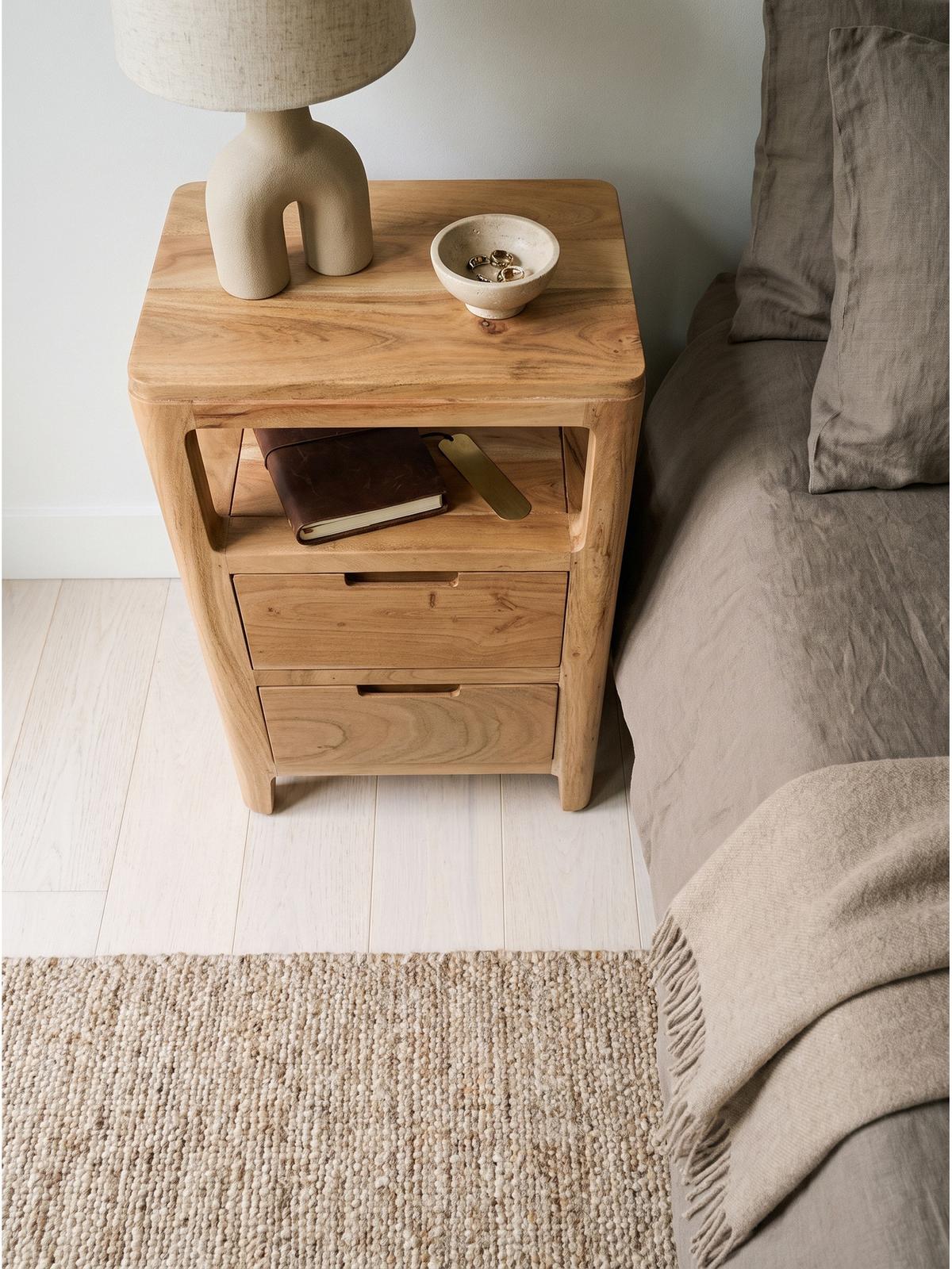 NACHTKONSOLE NALON, Akazie Massivholz, 40 x 30 x 60 cm - Braun/Akaziefarben, Akazienholz/Holz (40/60/30cm) - KADIMA DESIGN