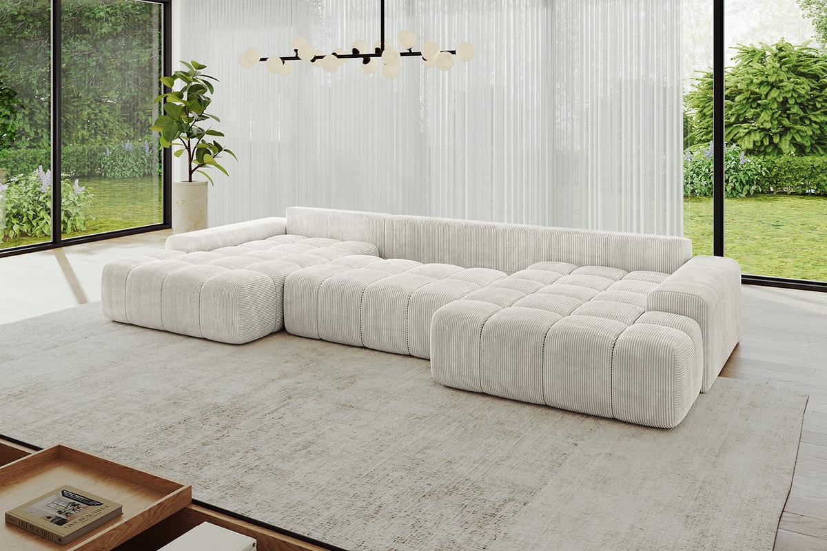 WOHNLANDSCHAFT ENSI-U - 353x164x69 cm Creme - Ecru/Creme, Holzwerkstoff/Kunststoff (357/69/164cm) - ALTDECOR