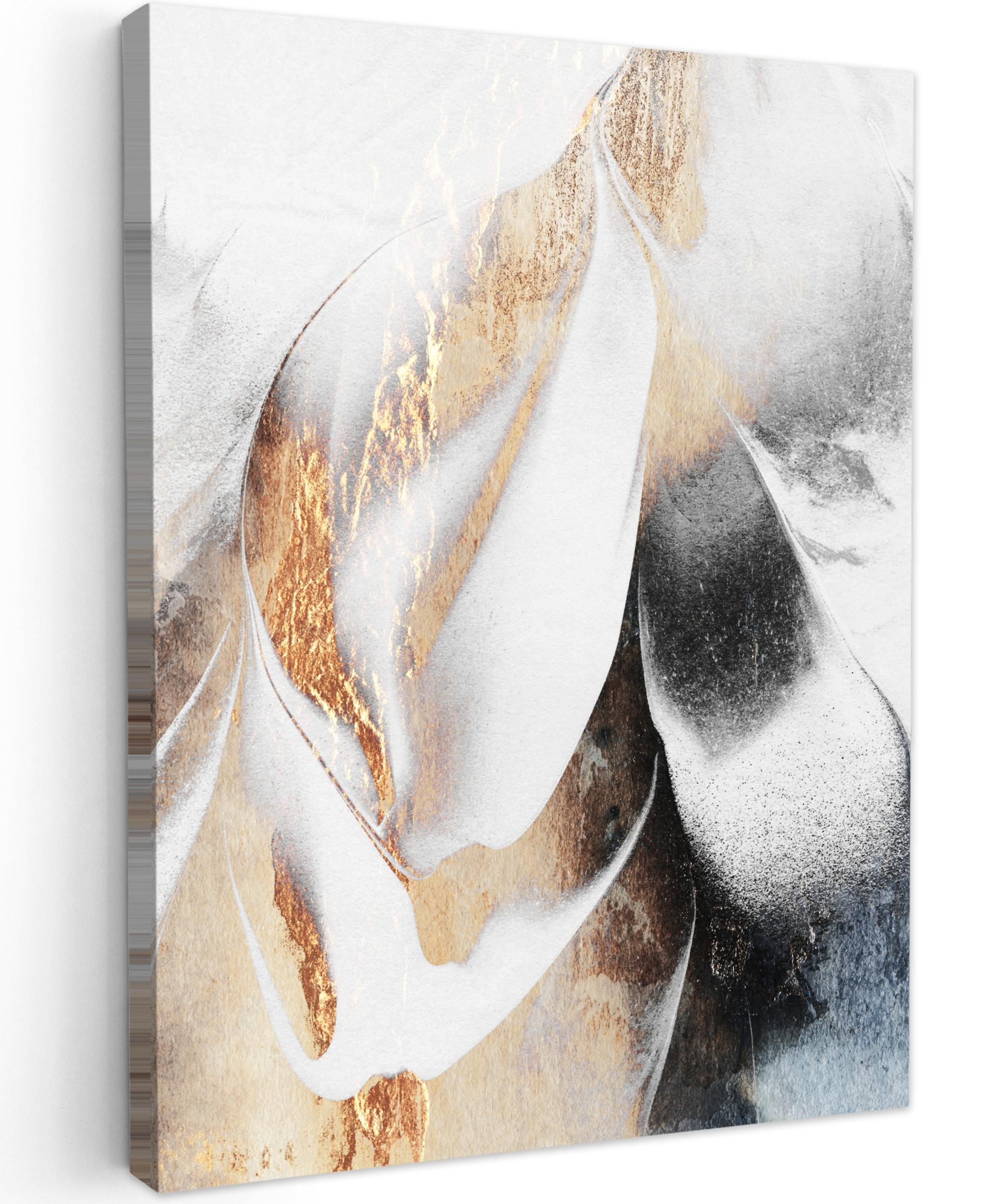 LEINWANDBILD Luxus - Abstrakt - Gold - Weiß Room Decor 30x40 cm - Goldfarben, Textil (30/40cm) - MuchoWow