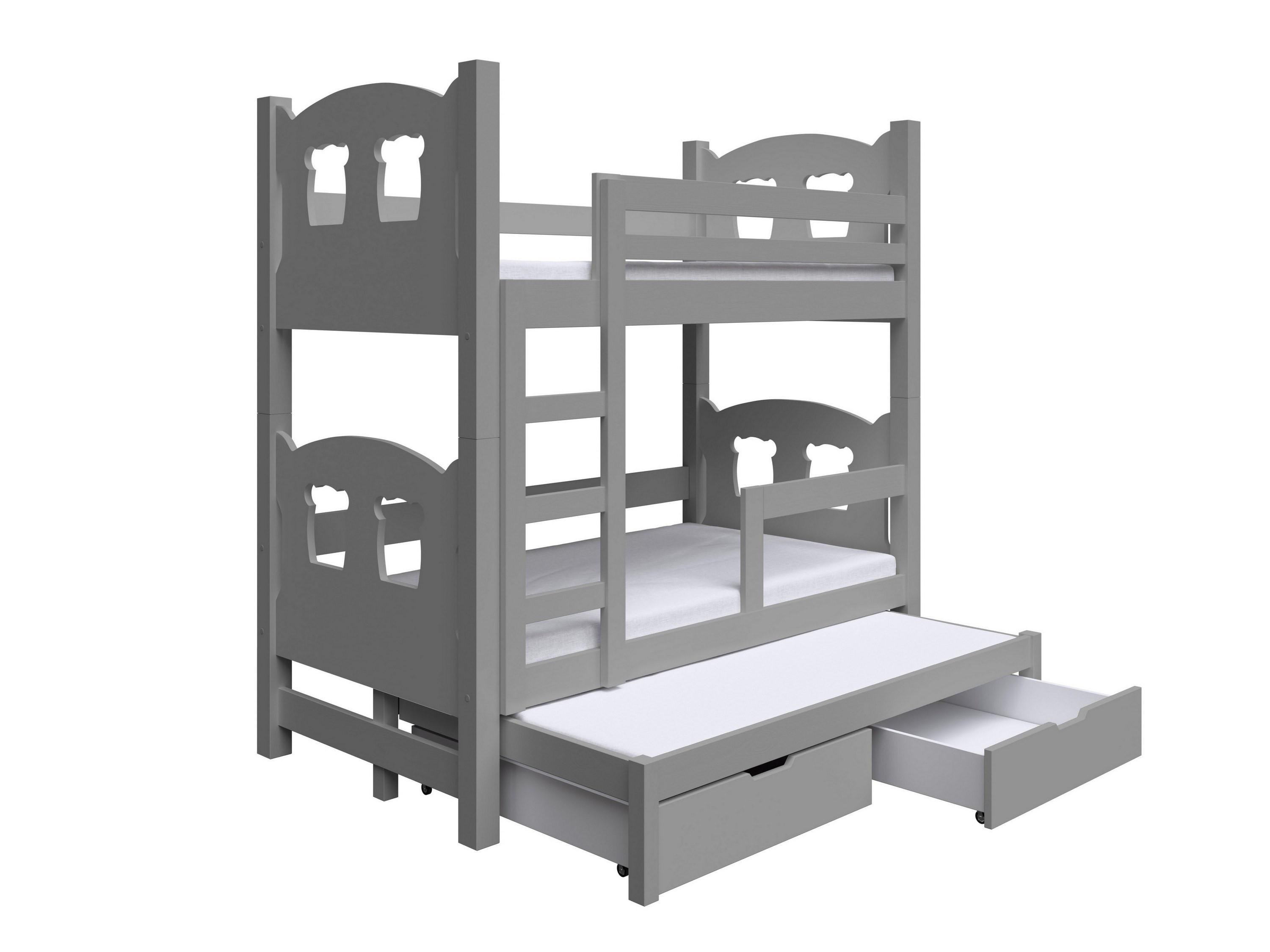 ETAGENBETT LEONE mit Bettkasten 80x180 cm Grau - Grau, Holz (80/180cm) - MASSENO