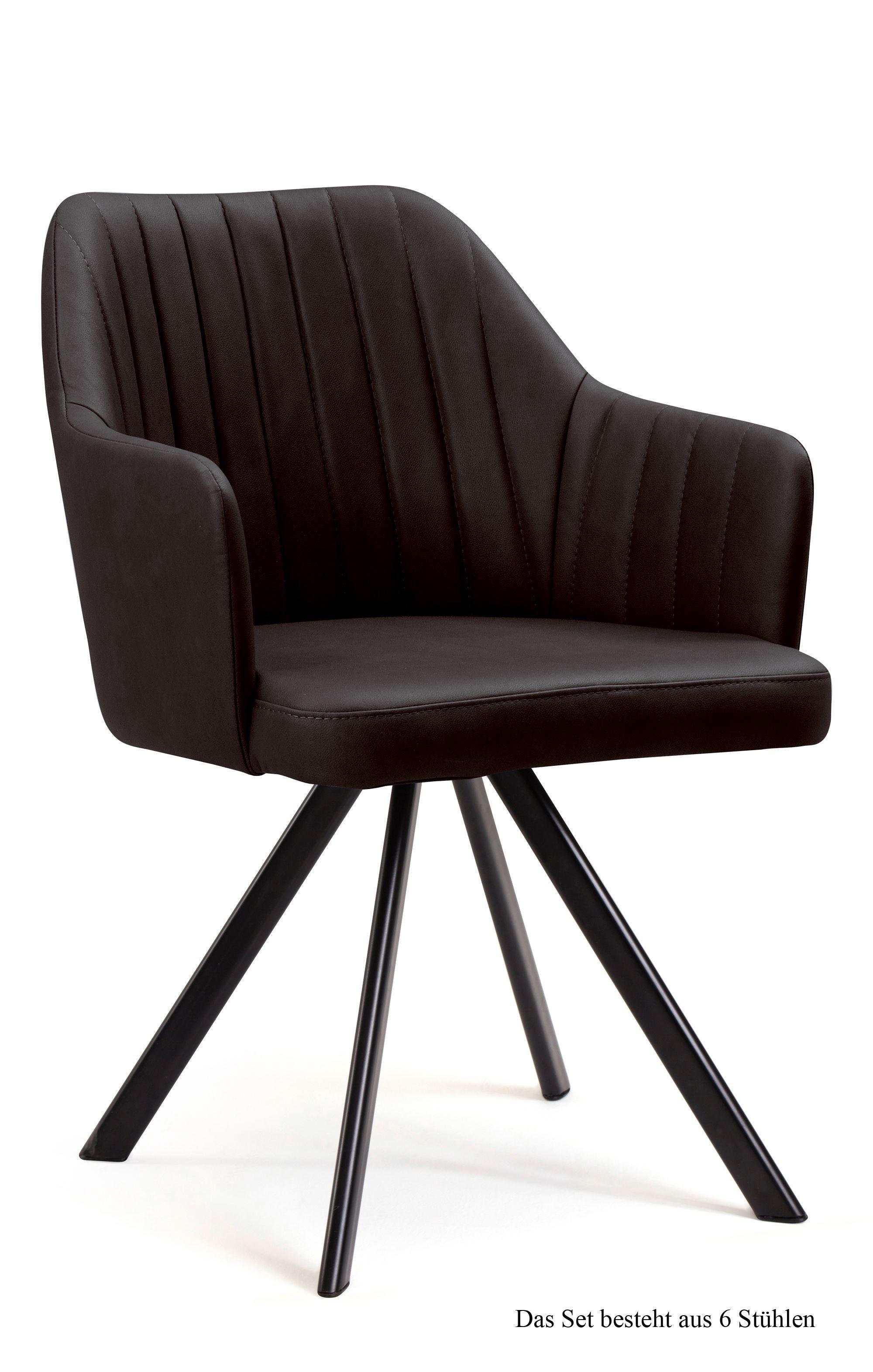 ARMLEHNSTUHL drehbar (6er-Set) Dhana 58x81x60 Schwarz/Espresso - Dunkelbraun/Schwarz, Kunststoff (60/81/58cm) - 58aufmkessel