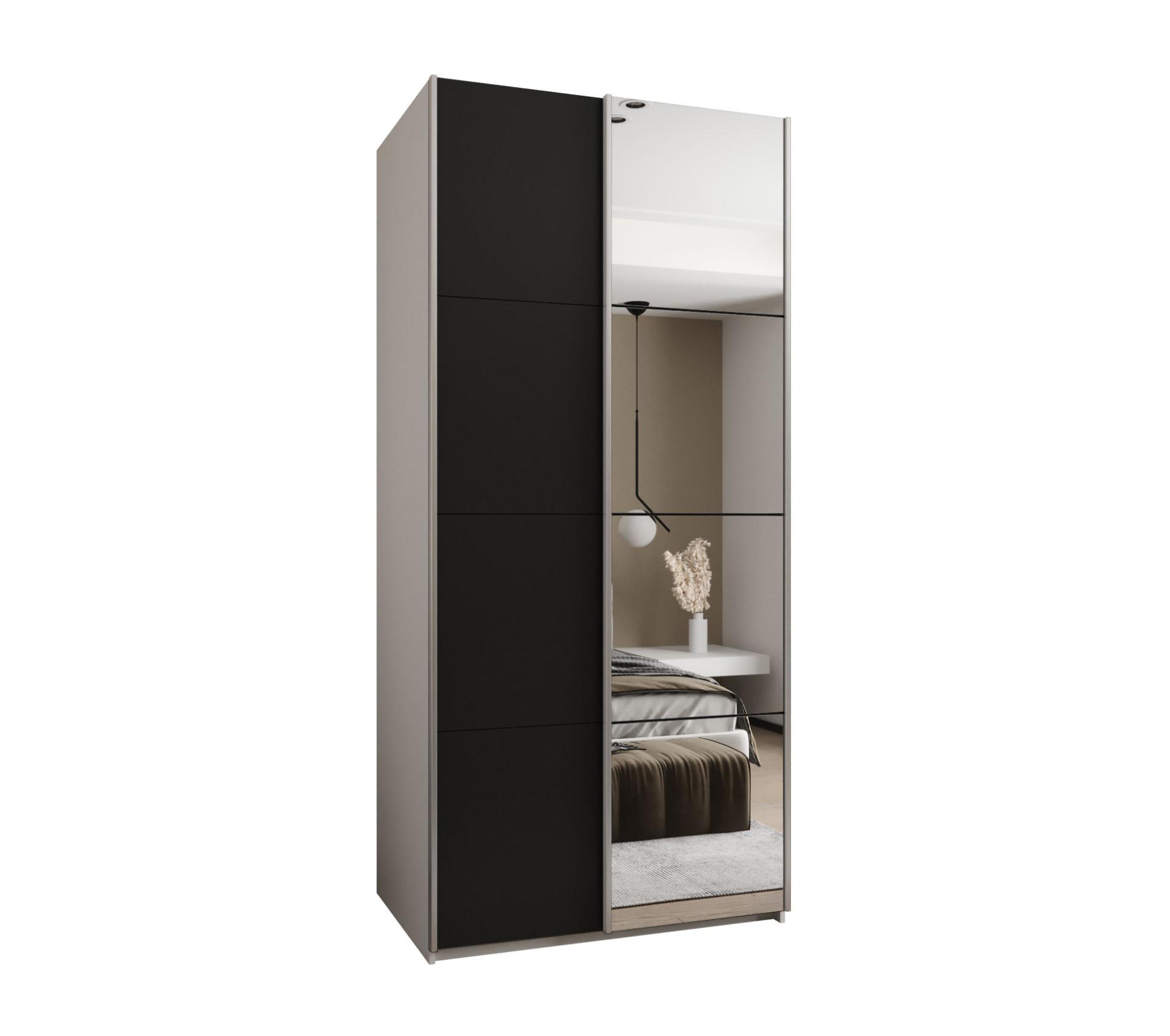 SCHWEBETÜRENSCHRANK 245,5/110/64 2-türig - Silberfarben/Schwarz, Holz/Metall (110/245/64cm) - Abiks Möbel