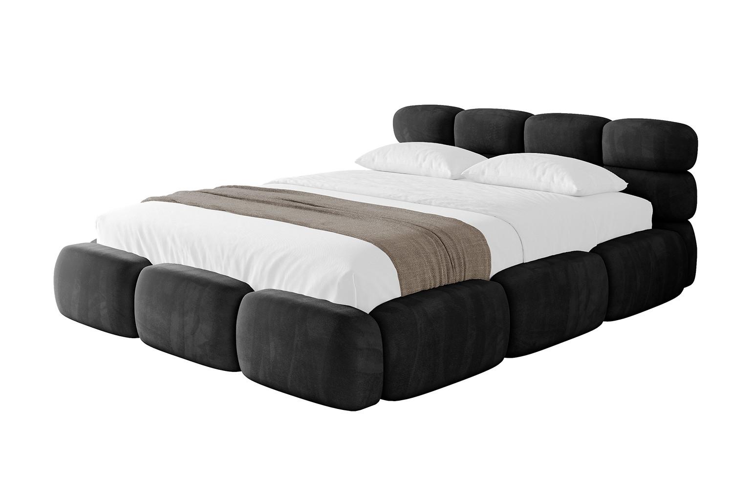 POLSTERBETT mit Bettkasten und Lattenrost, Boxbett ohne Matratze - NOMA 200x200 Schwarz - Schwarz, Holzwerkstoff/Textil (200/200cm) - ALTDECOR