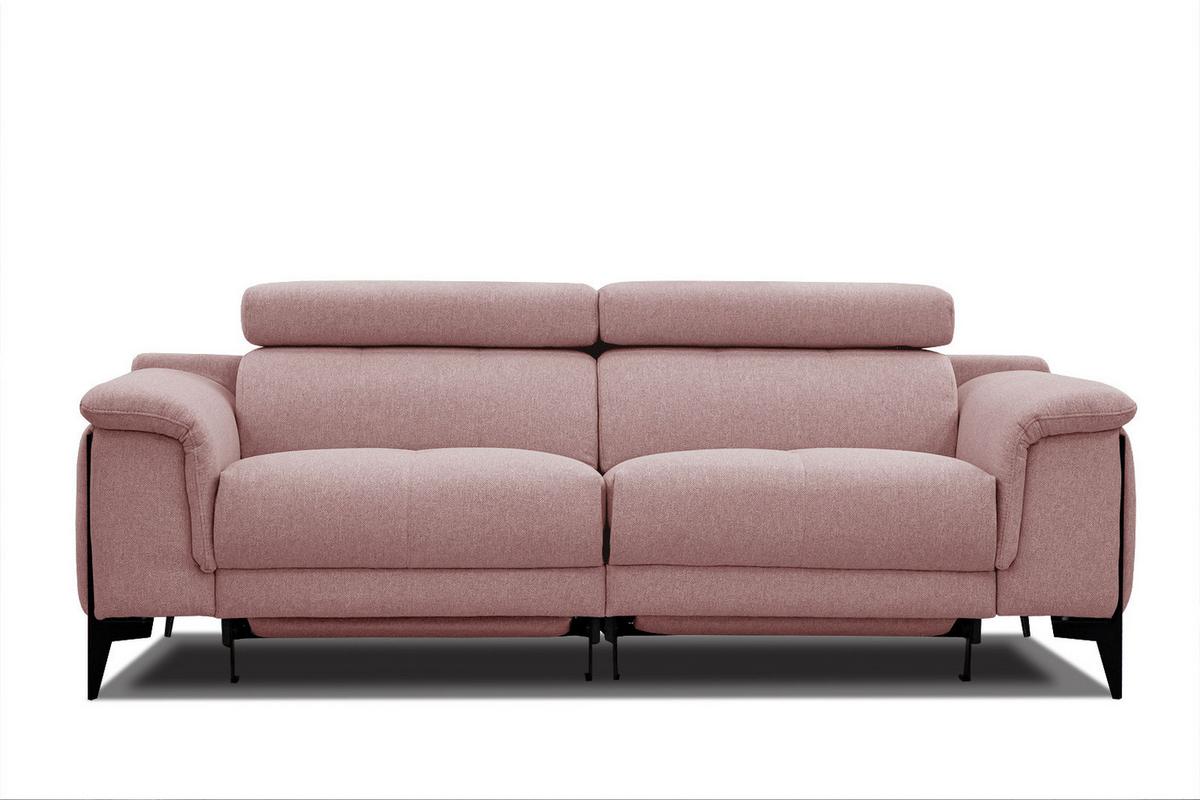 RELAXSOFA MATERA 3-Sitzer mit 2 Relaxfunktionen, hellrot - Hellrot/Schwarz, Holzwerkstoff/Textil (212/82/103cm) - Wozimo