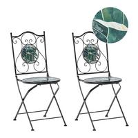 GARTENSTUHL 2er-Set Metall Schwarz Cozzana - Schwarz/Grün, Metall (40/90/45cm) - Beliani