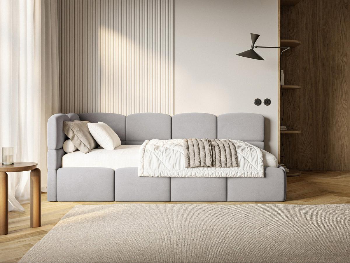 JUGENDBETT Cloudy Hellgrau 120 x 200 cm - Hellgrau/Schwarz, Kunststoff/Textil (120/200cm) - Selsey