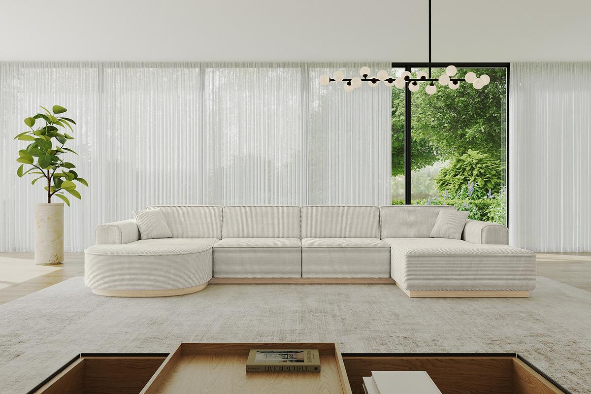 WOHNLANDSCHAFT ARRIO-U2 303x171x83 cm Creme - Ecru/Creme, Holzwerkstoff/Textil (388/83/171cm) - ALTDECOR