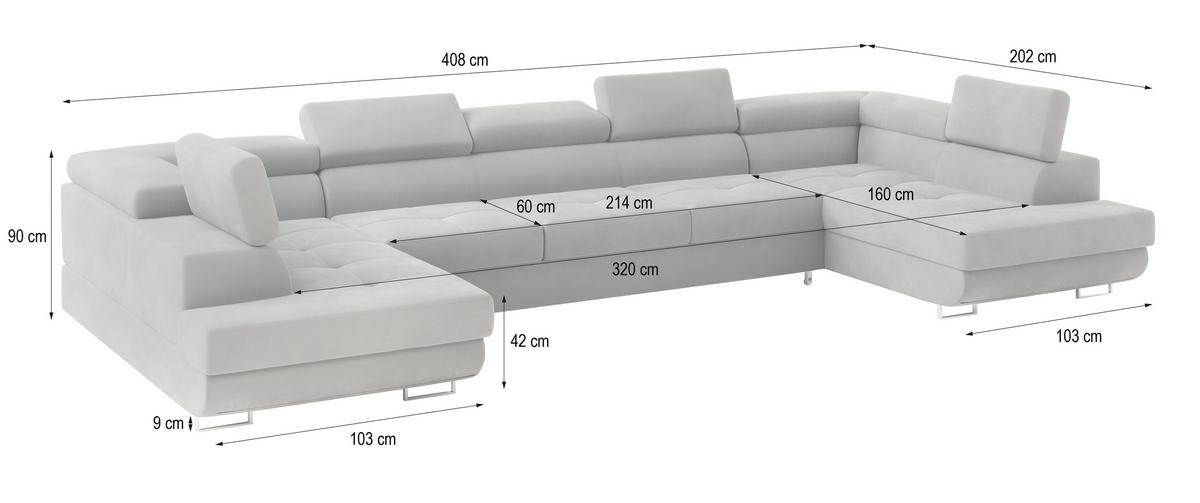 WOHNLANDSCHAFT ISOLANO Lila Velours-Stoff mit Schlaffunktion - Lila, Holz (408/90/202cm) - MASSENO