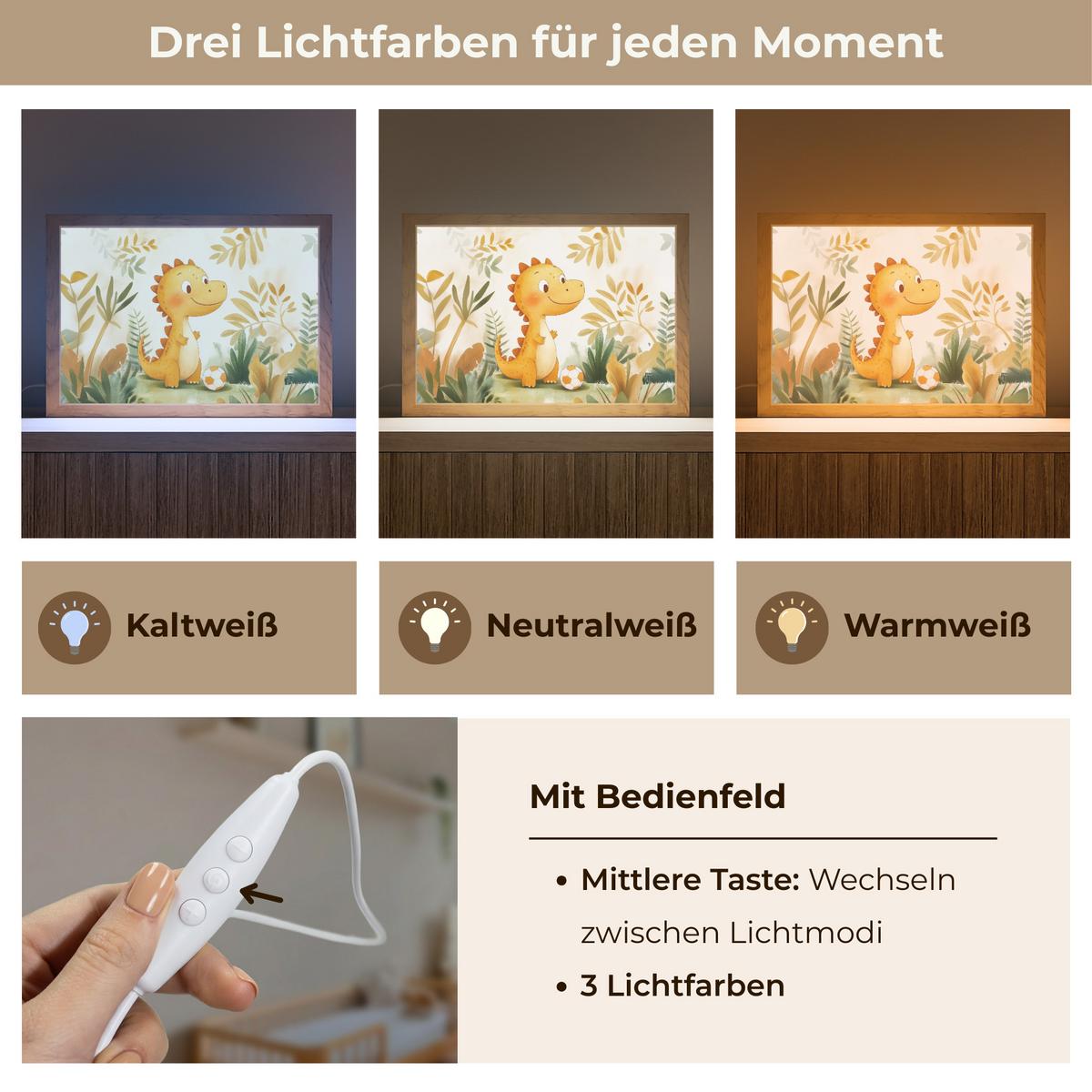 NACHTTISCHLAMPE Dino - Fußball - Orange 30x20 cm - Beige, Holzwerkstoff (8/30/20cm) - OnlyWow