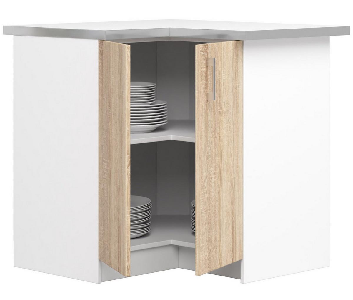UNTERSCHRANK Weiß, Eiche Sonoma 85,5/84/44,5 - Weiß/Eiche Artisan, Holzwerkstoff (84/85.5/44.5cm) - RAUMHIRSCH FURNITURE