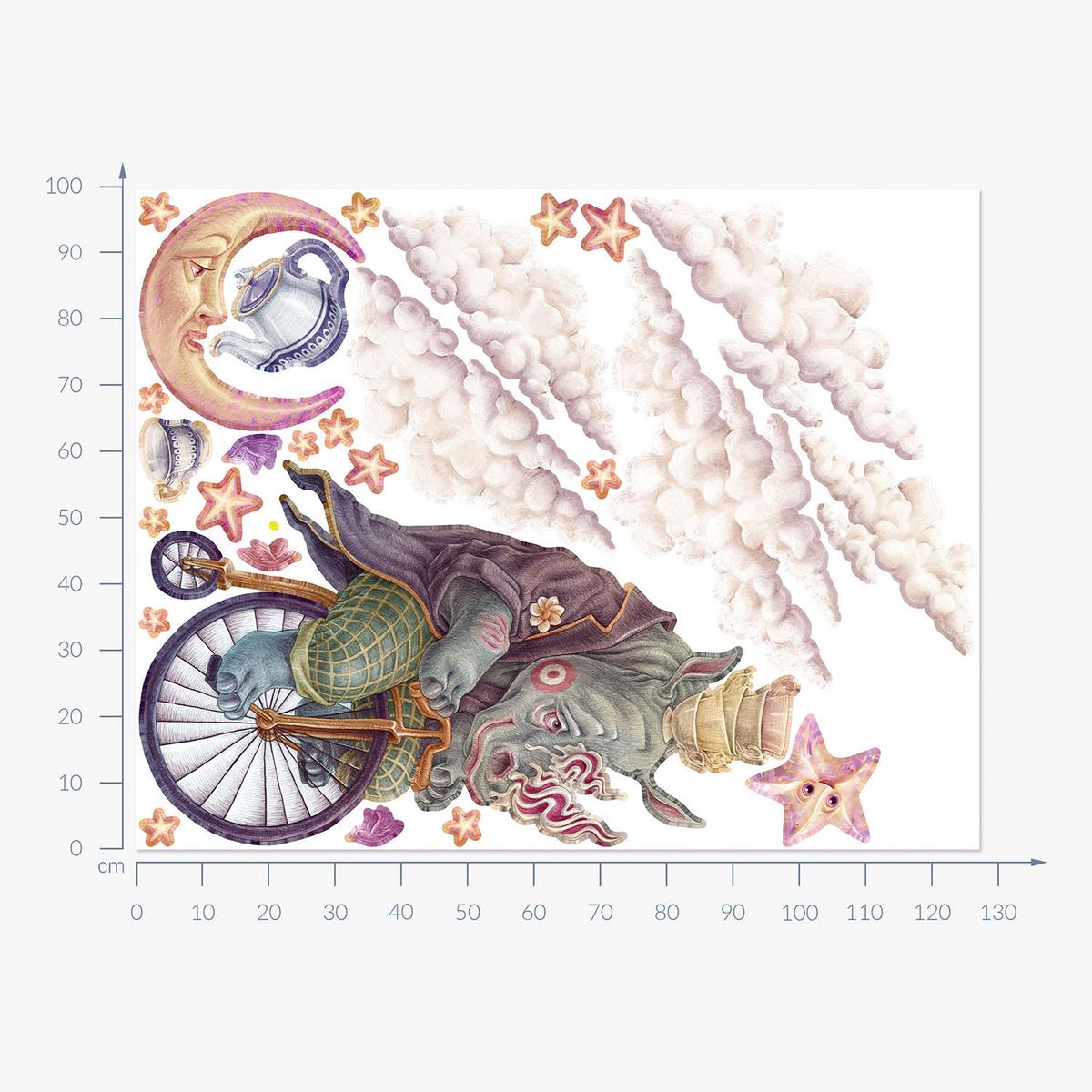 WANDAUFKLEBER 100x128cm - Pastellfarbene Tiere - Multicolor, Kunststoff (100/128/0.1cm) - Wallfluent
