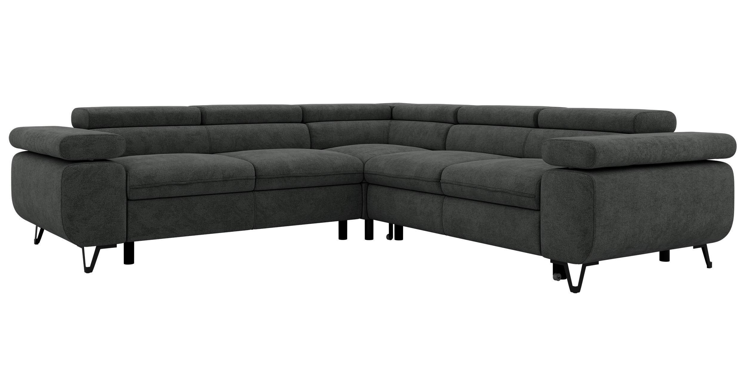 ECKSOFA QUADRO L - Dunkelgrau Stukture - Links Seite - Dunkelgrau/Schwarz, Textil/Metall (269/269cm) - MKS