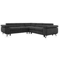 ECKSOFA QUADRO L - Dunkelgrau Stukture - Links Seite - Dunkelgrau/Schwarz, Textil/Metall (269/269cm) - MKS
