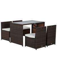 GARTENMÖBEL Set, Stahl, PE Braun+Khaki - Braun, Metall - Outsunny