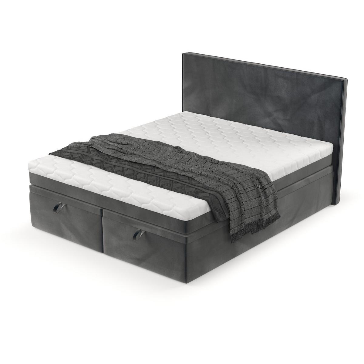 BOXBETT Zalla 140/200 cm Anthrazit im Paros Stoff - Anthrazit/Schwarz, Holz/Holzwerkstoff (140/200cm) - AltaBeds