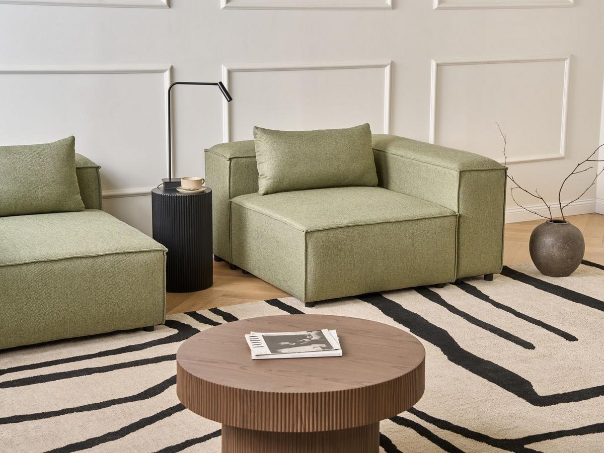 ECKMODUL Stoff Olivgrün symmetrisch Brande - Olivgrün, Textil (123/70/121cm) - Beliani