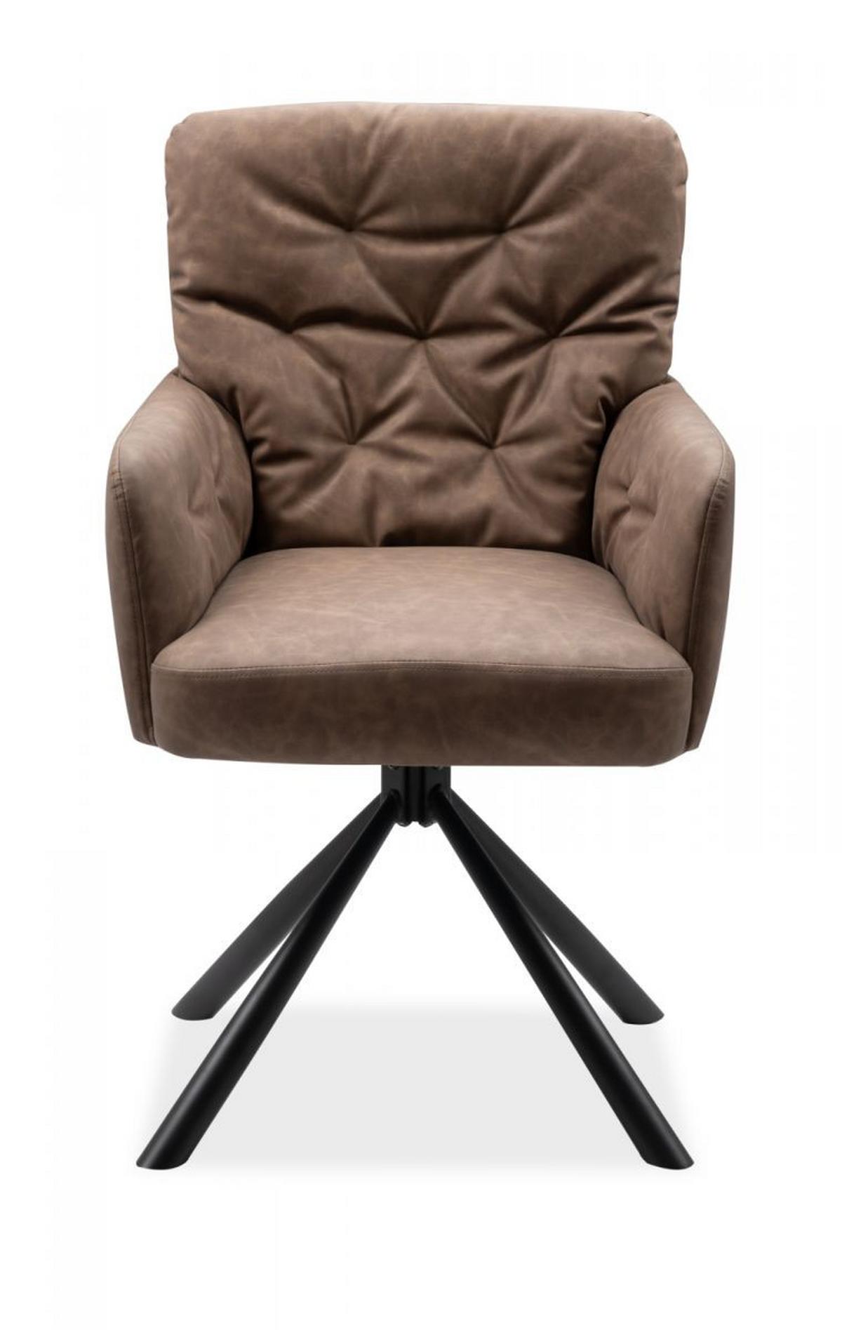 STUHL 2er-Set braun Leder-Optik, Esszimmerstuhl drehbar - Schwarz/Braun, Holz/Textil (57/95.5/57cm) - Furn.Design
