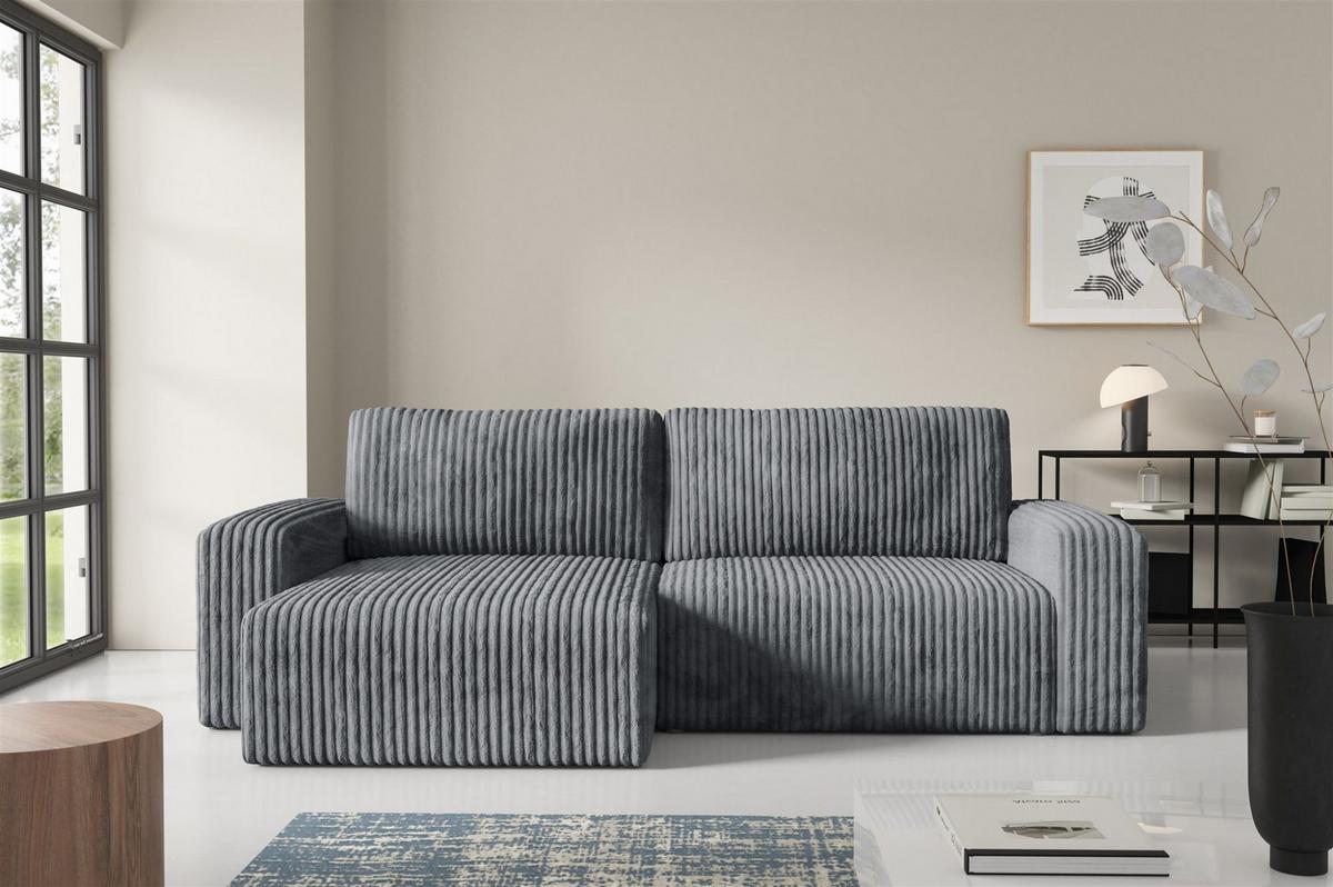 ECKSOFA Natalia - Grau, Holzwerkstoff/Textil (149/244cm) - Fun Möbel
