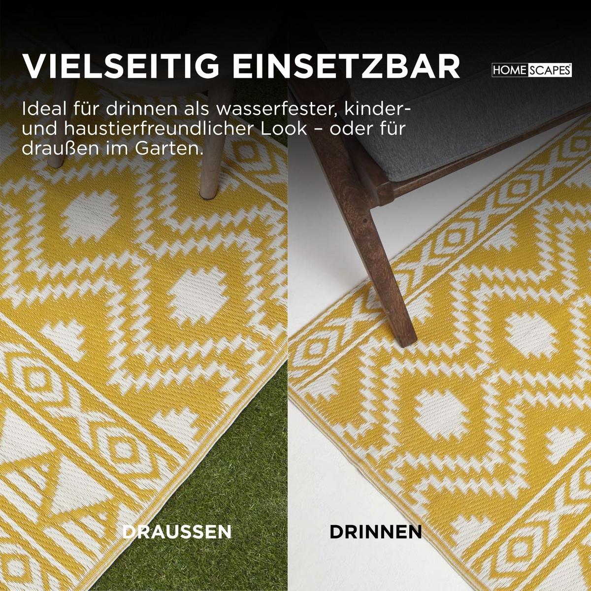 OUTDOORTEPPICH Anna, Ethno-Muster 240/300 cm - Gelb, Kunststoff (240/300cm) - Homescapes