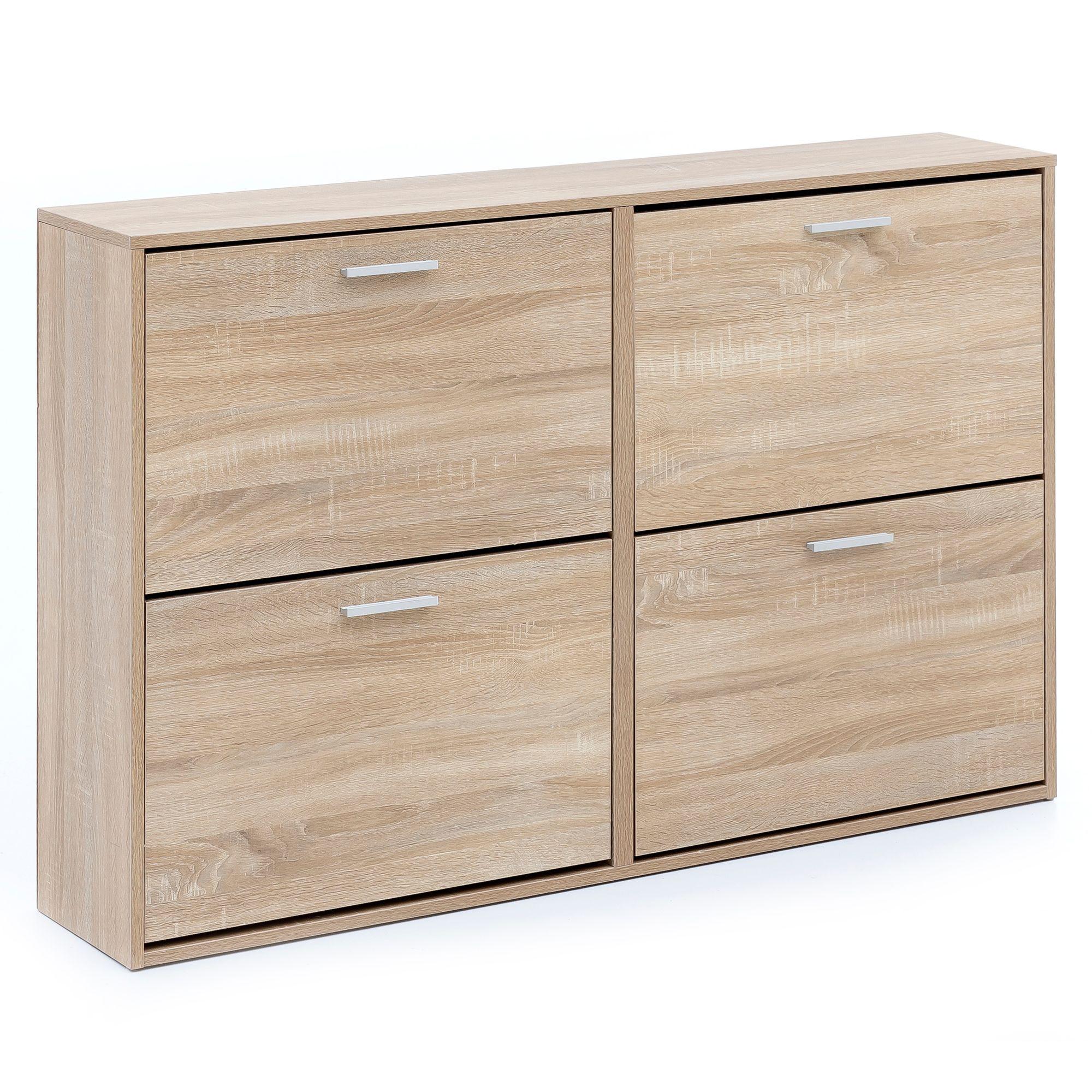 SCHUHSCHRANK Holz mit 4 Fächern und Ablage, Sonoma 120x24x81 cm - Beige, Kunststoff (120/81/24cm) - KADIMA DESIGN