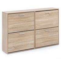 SCHUHSCHRANK Holz mit 4 Fächern und Ablage, Sonoma 120x24x81 cm - Beige, Kunststoff (120/81/24cm) - KADIMA DESIGN