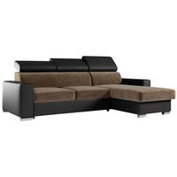 ECKSOFA FOX-L Braun/Schwarz - Silberfarben/Schwarz, Kunststoff/Textil (242/168cm) - MKS